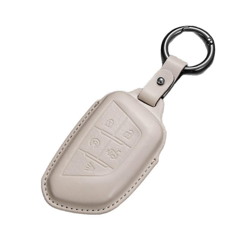 Genuine Leather Key Case for Cadillac: Compatible with CT6, XT5, XT4, XT6, CT4, CT5, XTS, GT4, and ATSL Models.