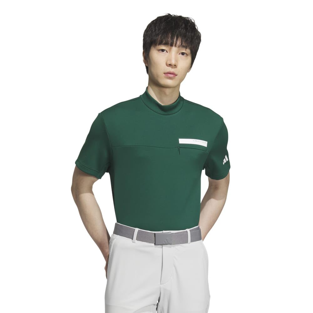

Adidas Golf Mock Neck Short Sleeve Shirt with Chest College Green Men s Pocket,