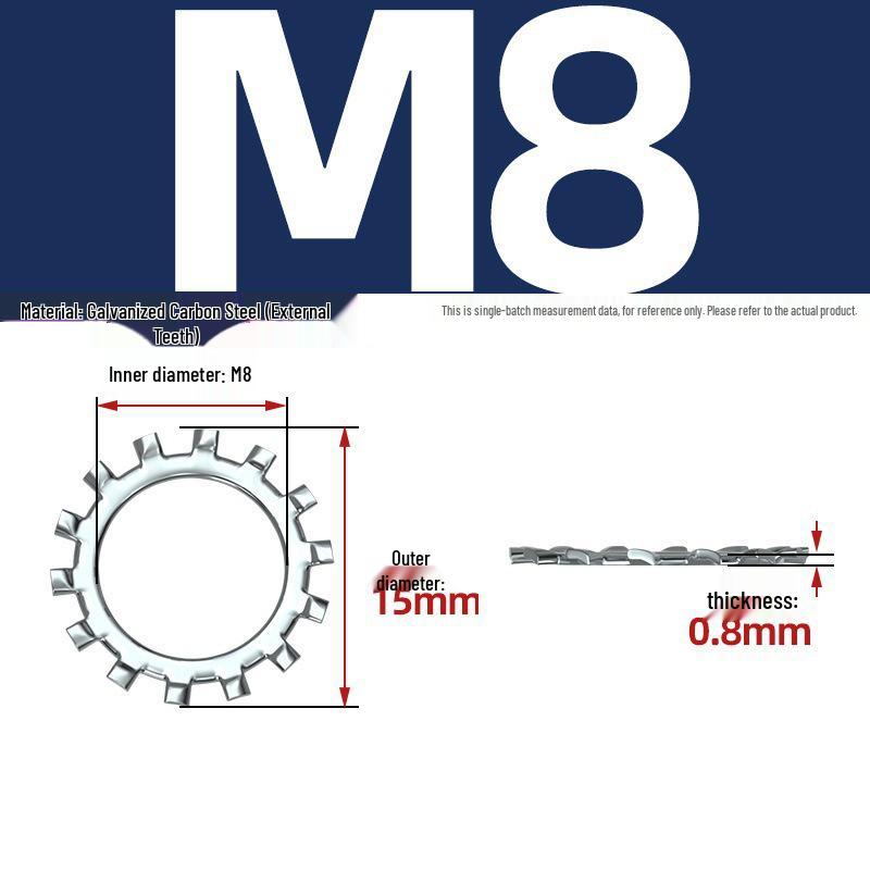 Carbon Steel Zinc-Plated Lock Washer with Inner and Outer Teeth
