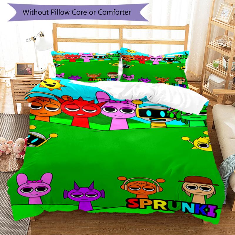 3pcs SPRUNKI8 Design Cover Set - HD Printed Bedding with 1 Cover and 2 Pillowcases - Perfect for Home and Dorm Decor