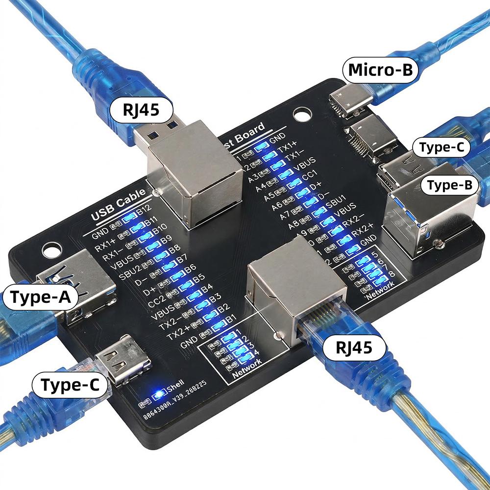 USB Cable Tester Multifunctional Portable Rapid Fault Detector for USB C 3.0 3.1 3.2 Type-C Cables No External Power Needed