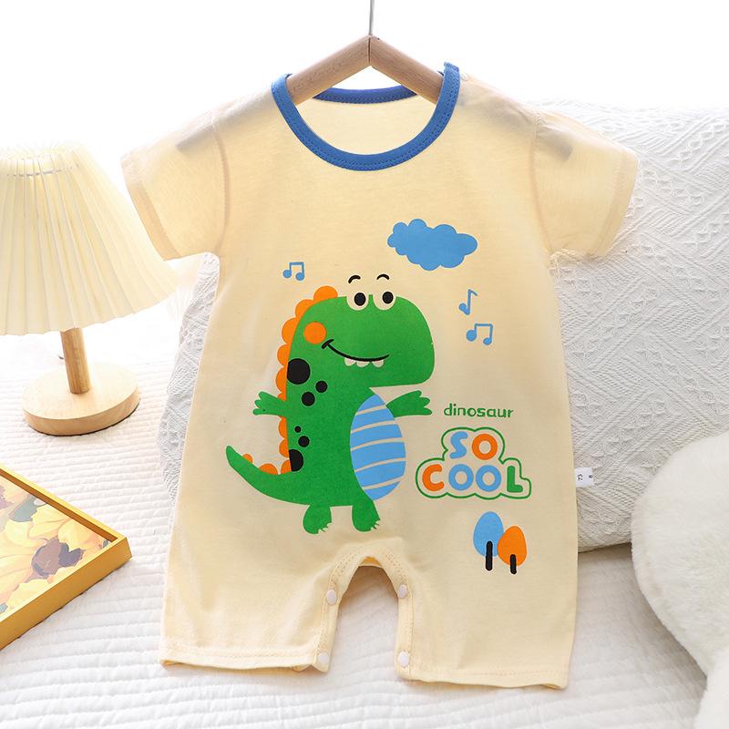 Zomerjongen Baby 0-1 Jaar Meisje Dunne Korte Mouw Cartoon Baby Onesie Romper