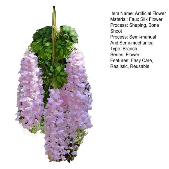 Artificial Wisteria Vine Indoor Outdoor Wall Hanging Fake Silk Flower Garland Home Wedding Party Festival Simulated Floral Decoration