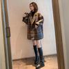 Winter Korean Overcoat Women Vintage Woolen Loose Coats Female Double Breasted Turn-down Collar Overcoat