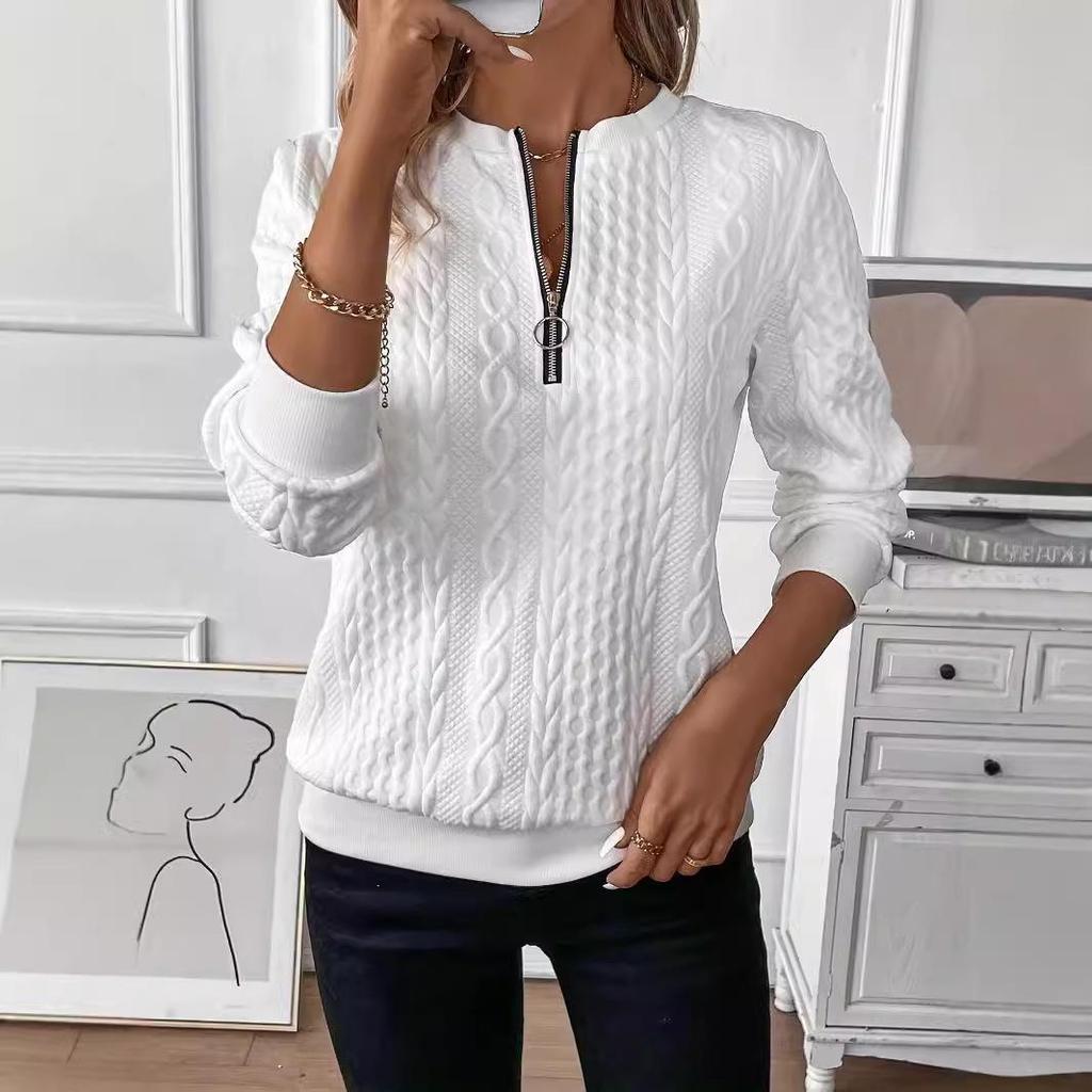 Women's Autumn/Winter Quilted Zip-Up Casual Sweatshirt, 2025 European & American Style