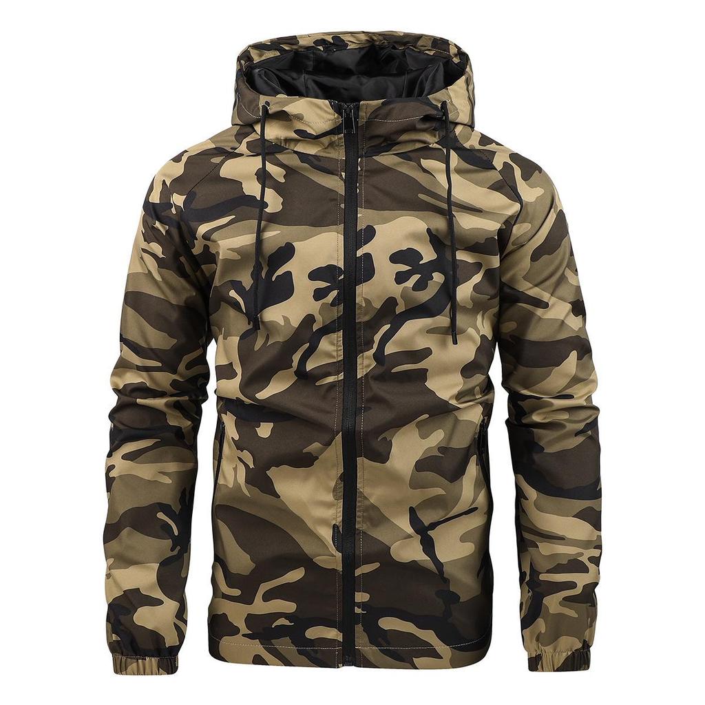 Men's Spring/Autumn Camouflage Hooded Windproof Casual Jacket
