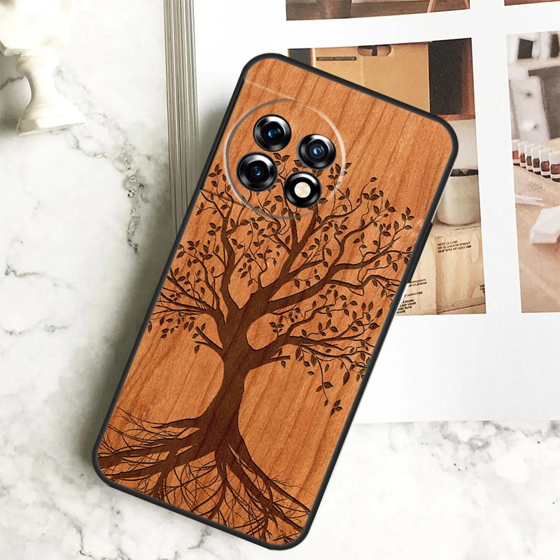 Tree Flower Bamboo Wood Case For OnePlus 12 12R 11 9 10 Pro 10R 9R 8T 10T Nord 3 CE 2 Lite 2T N10 N20 N30 CE4 Cover