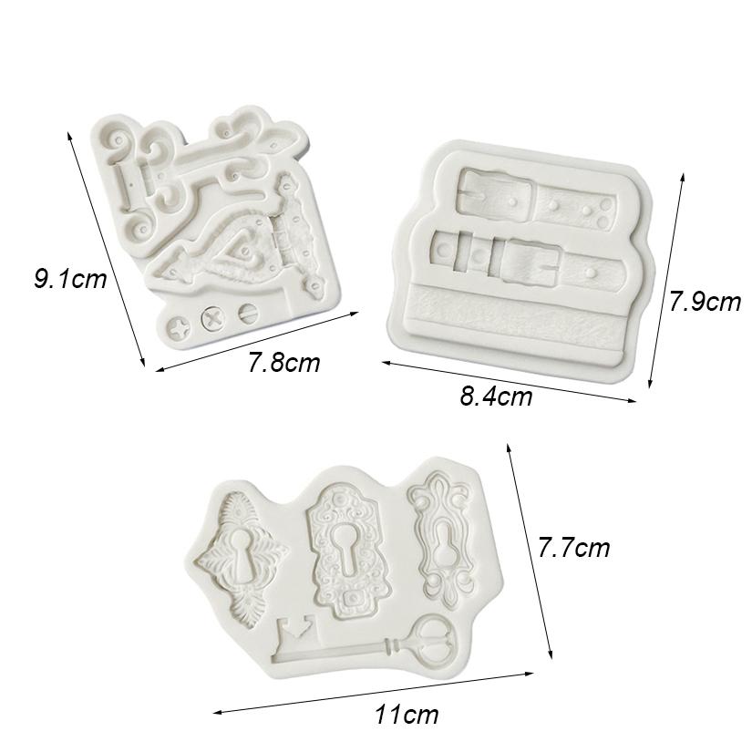 Boknycklar Skruvar Lås Spännen Silikonform Sugarcraft Muffin Bakform Fondant Tårtdekorationsverktyg