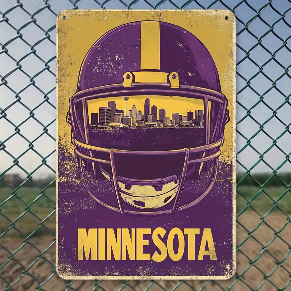 Vintage Minnesota Football Helmet Metal Sign 8x12 Inches Perfect for Home Bar Office Decor Ideal Gift for Sports Enthusiasts
