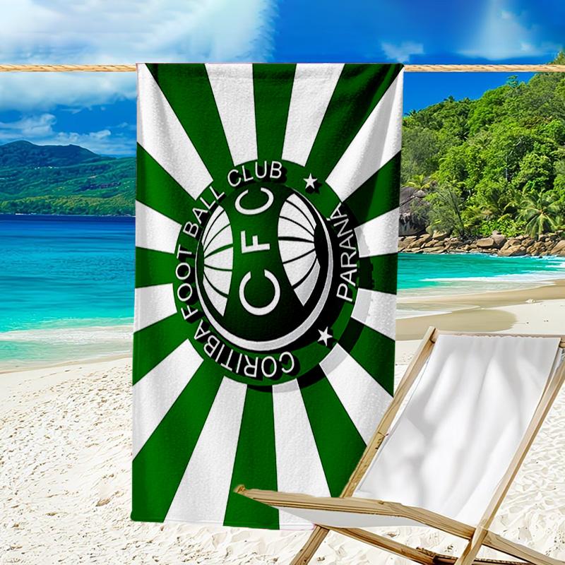 Green Football Club Emblem Printed Beach Towel, Super Soft Microfiber, Perfect Gift Birthday, for Pool, Beach, Travel, for family and friends