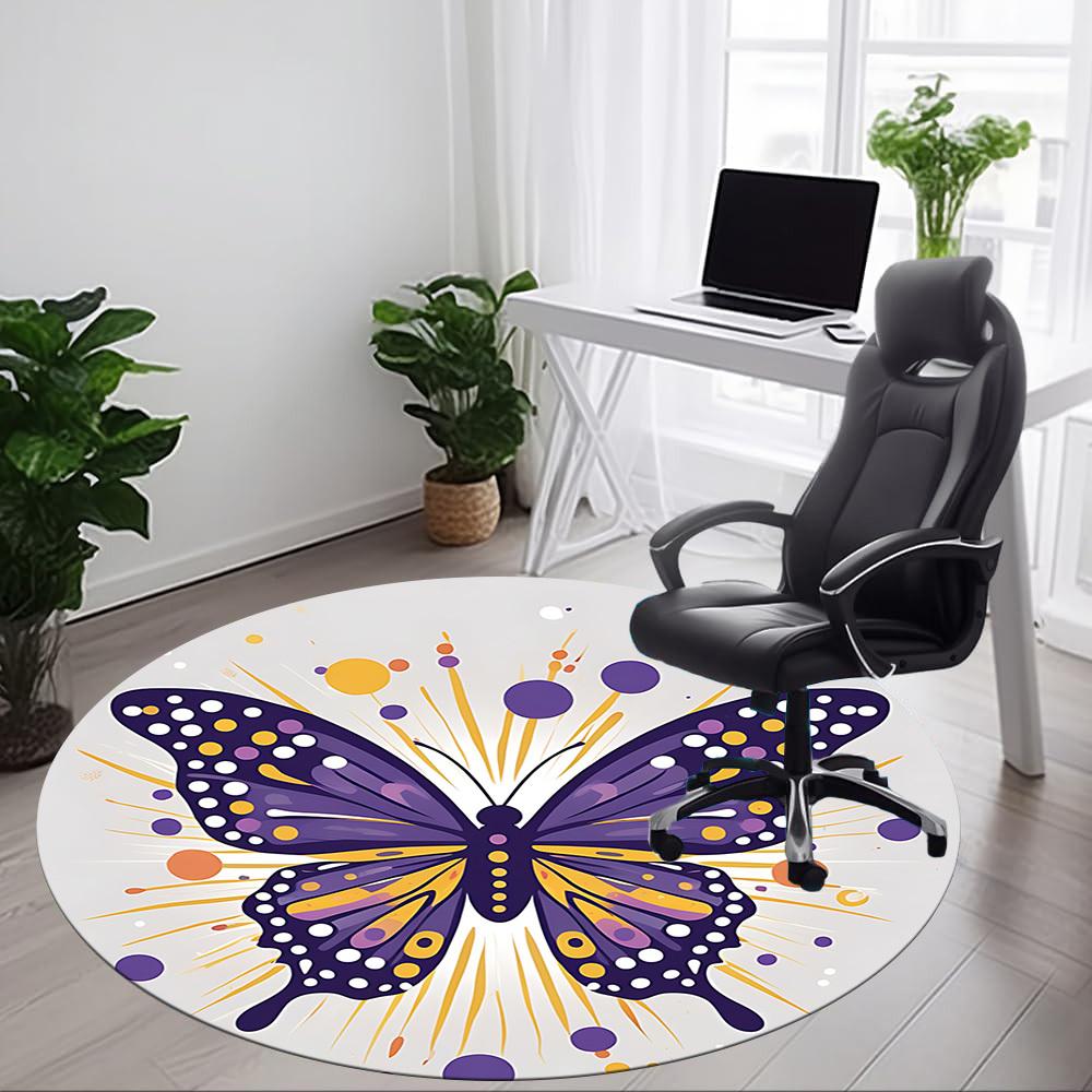 1pc Butterfly Decor Chair Carpet for Office, Non slip, Soft and Durable Office Rug for Interior Decoration