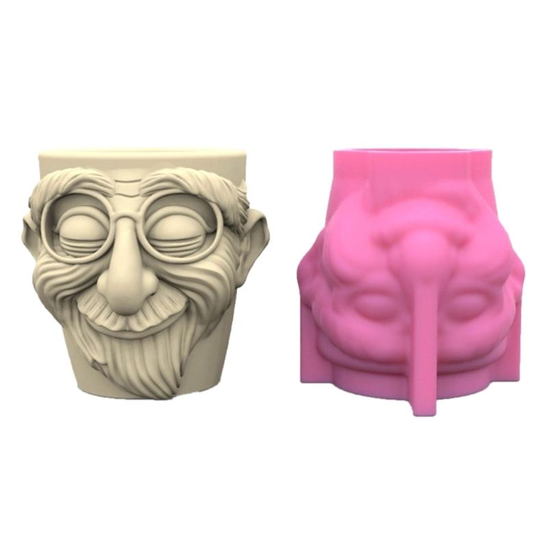 Flower Pots Silicone Molds Succulents Planter Vases Castings Molds Old People Pen Container Clay Mould Resins Molds 1