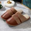 Fashion Warm Men Shoes Indoor Winter Pu Leather Slippers Suede Plush Velvet Shoes for Men Warm Home Slippers 2024 Non Slip Male Slipper