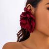 Exaggerated Floral Fabric Large Stud Earrings: European & American Summer Design
