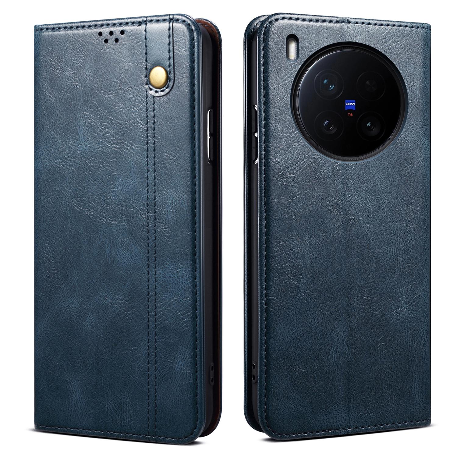 

For vivo X200 Ultra 5G Case Crazy Horse Texture Waxy Leather Wallet Stand Phone Cover B