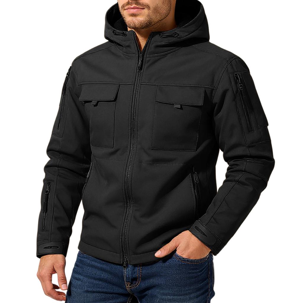 Men'S Loose Jacket Fashionable Multi Pocket Hooded Jacket