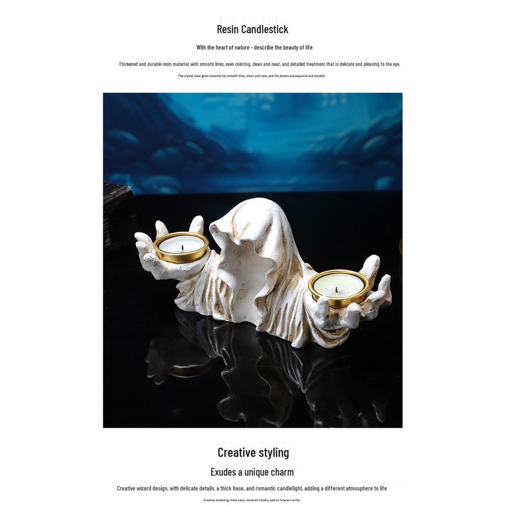 Halloween Wizard Cat Retro Candle Holder - Mysterious Dark Style Aromatherapy Ornament for Ghost Festival