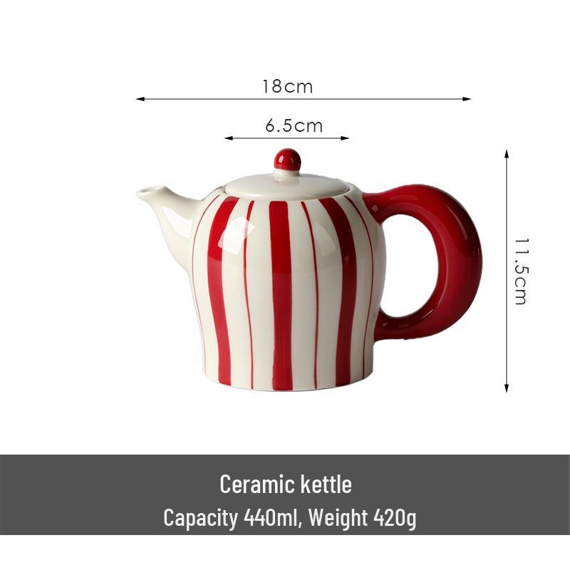 Striped Ceramic Water Cup & Teapot Set for Living Room and Afternoon Tea