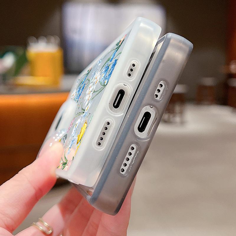 Soft Fashion Fresh Flower Print Case For iPhone 16 Pro Max 15 Plus 14 Pro 13 12 11 TPU Transparent Slim Shockproof Silicone Clear Phone Cover