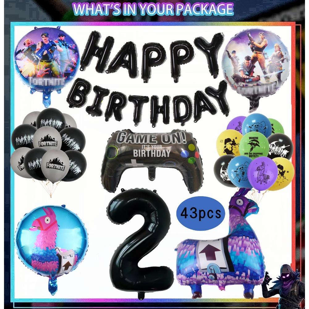 Shooting Game Fortnition Birthday Party Decoration Tableware Set 10people Backdrop Alpaca Balloon Baby Shower Kid Party Supplies