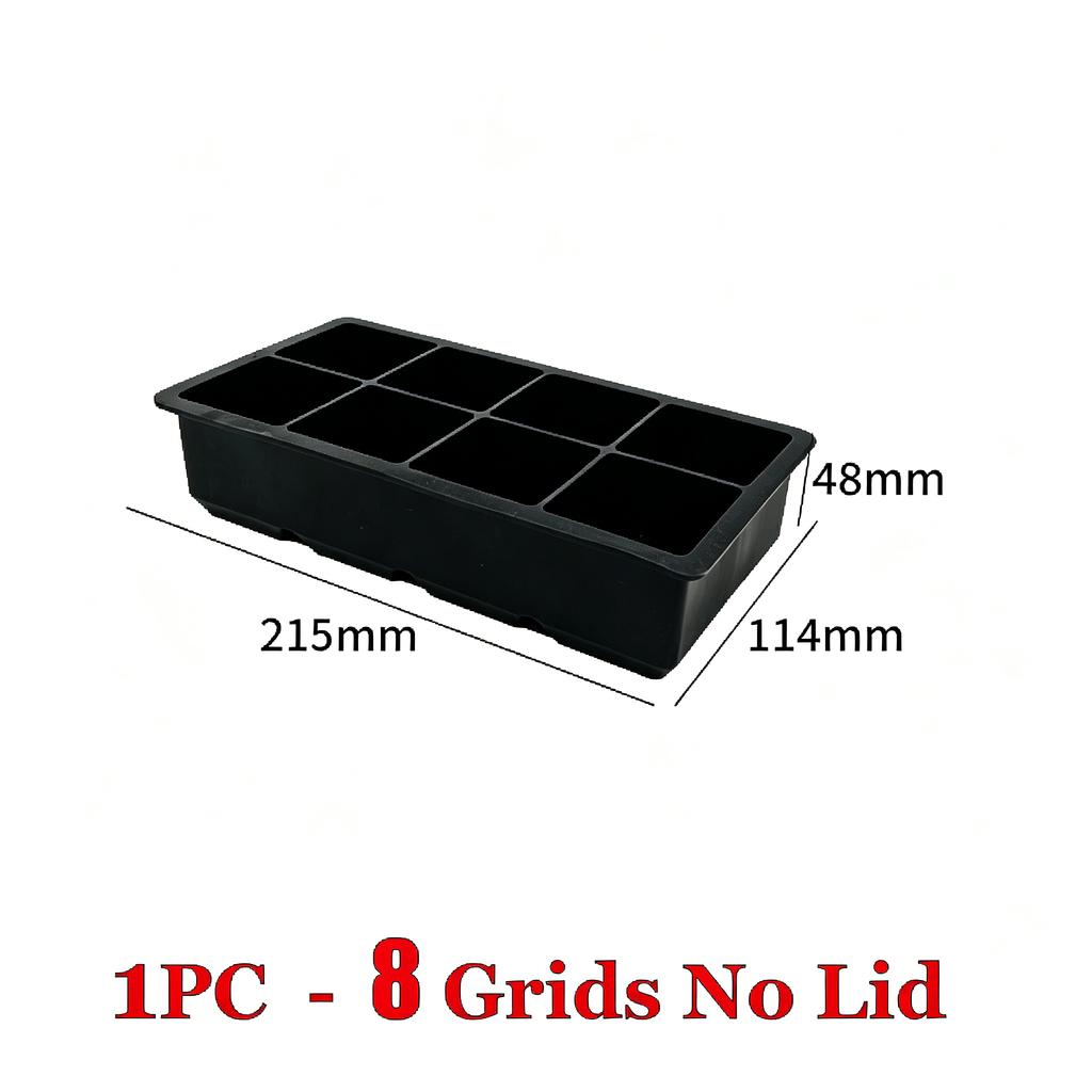 4/6/8/15 Grids Ice Cube Molds Food Grade Silicone Ice Cube Flexible Ice Molds with Lids Big Square Cubed Ice Trays for Whiskey 5