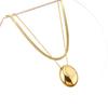 Gold Oval Pendant Necklace - Elegant Titanium Steel, Clavicle Chain, Colorfast, High-End Niche Design for Women