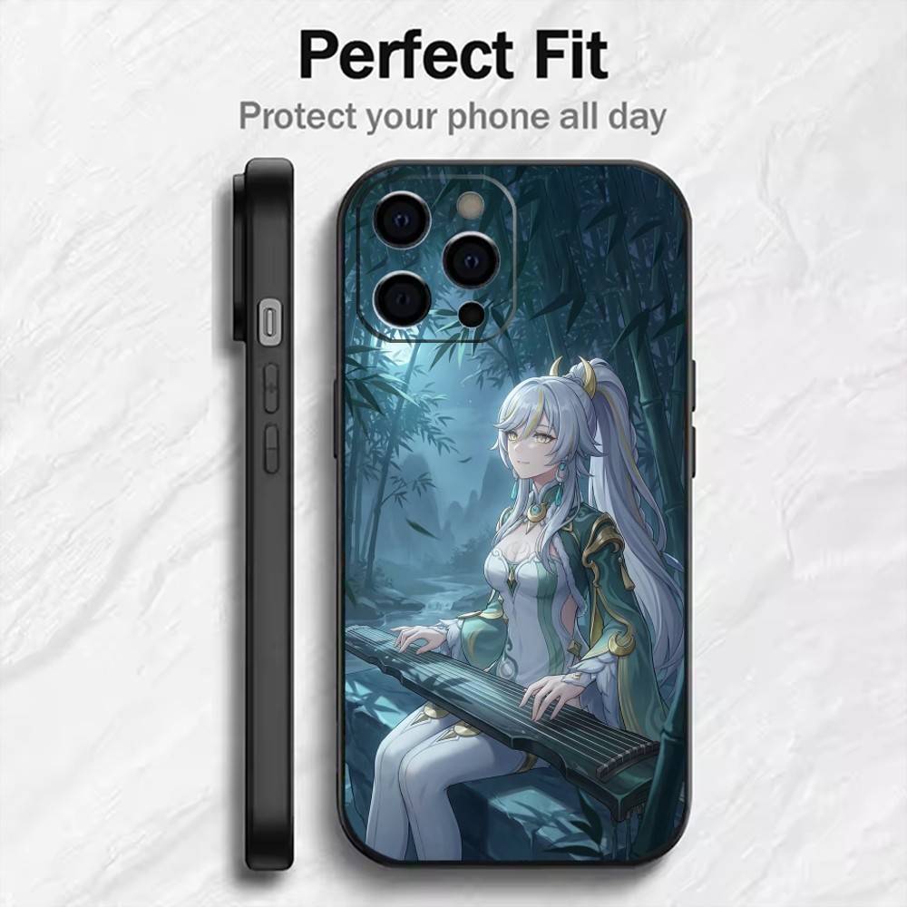 

ZiBai G-Genshin I-Impact Phone Case For iPhone17,16,15,14,13,12 Plus,Max Soft Silicone Black Cover iPhone16pro