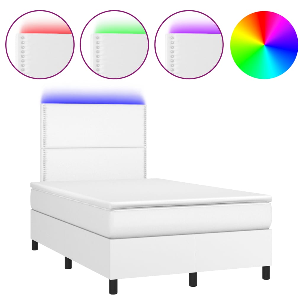 Vidaxl Continental Bed with Mattress and LED, White, 120X190 Cm