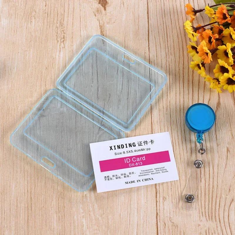 Retractable Clear Waterproof Card Cover Business Credit Cards Bank ID Card Sleeve Protect Holder Case for Student Women Men
