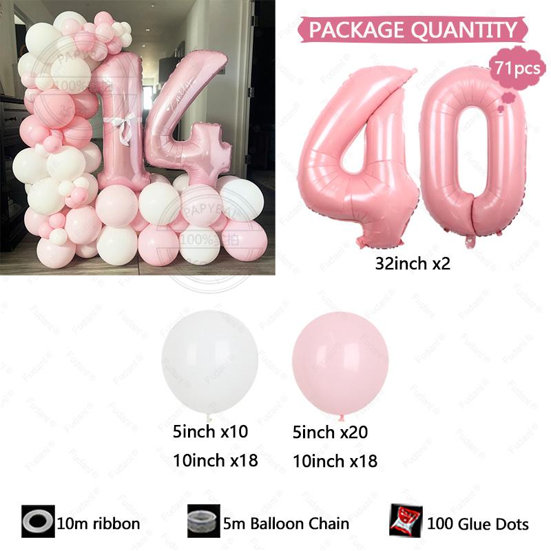 107pc/set Pink Cozy and Cute Style Digital Aluminum Film Balloon 1-9 Suitable for Birthday Party Anniversary Graduation Season