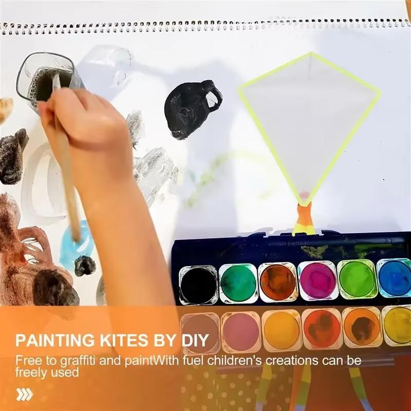 3Pcs DIY Kite Set - Easy To Fly White Kites with Swivel Line, Perfect for Kids' Outdoor Activities In Parks Beaches Grasslands