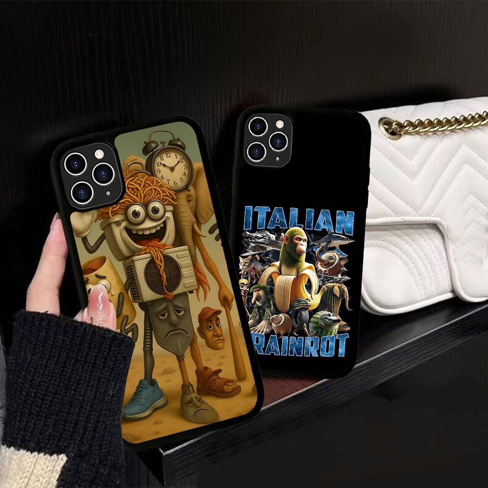 I-ITALIANS B-Brainrot Creative Animal Phone Case For IPhone 17 16 Pro Max Air 13 12 Mini 14 15 Plus 11 PC+TPU Back Cover