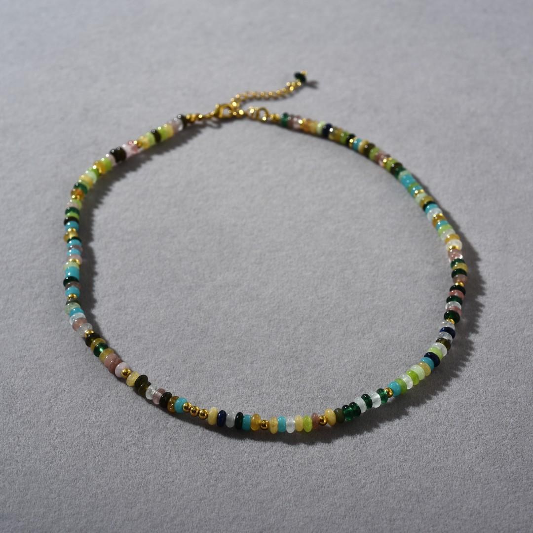 Летняя Дофаминовая Легкая Роскошь Разноцветный Агатовый Счеты Бусины Цепочка на Шею Универсальная Высокое Чувство Изысканное Простое Ожерелье