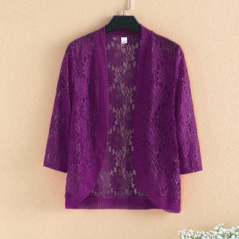 

Кружевной платок, короткая тонкая куртка с юбкой-комбинацией, кардиган, в сочетании с и летней одеждой оверсайз от солнца, женская рубашка для кондиционированного воздуха XXXXXXL фиолетовый