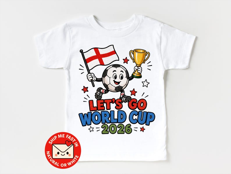 Let’s Go England Kids T-Shirt, World Cup Soccer Fan Shirt, England Kids Tee 140