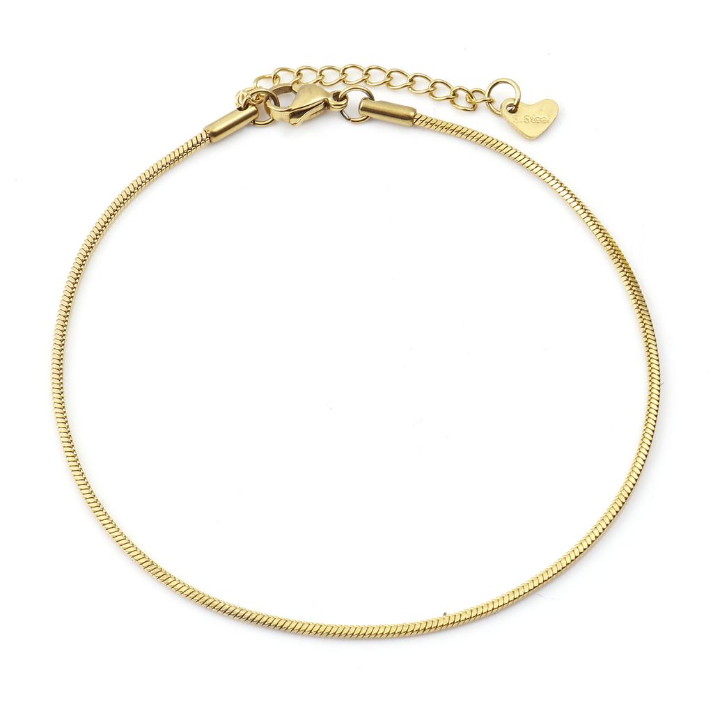 Fashion Stainless Steel Link Chain Anklet Gold Color Bracelet For Women Barefoot Beach Leg Chain Summer Jewelry Gift 23.5cm Long