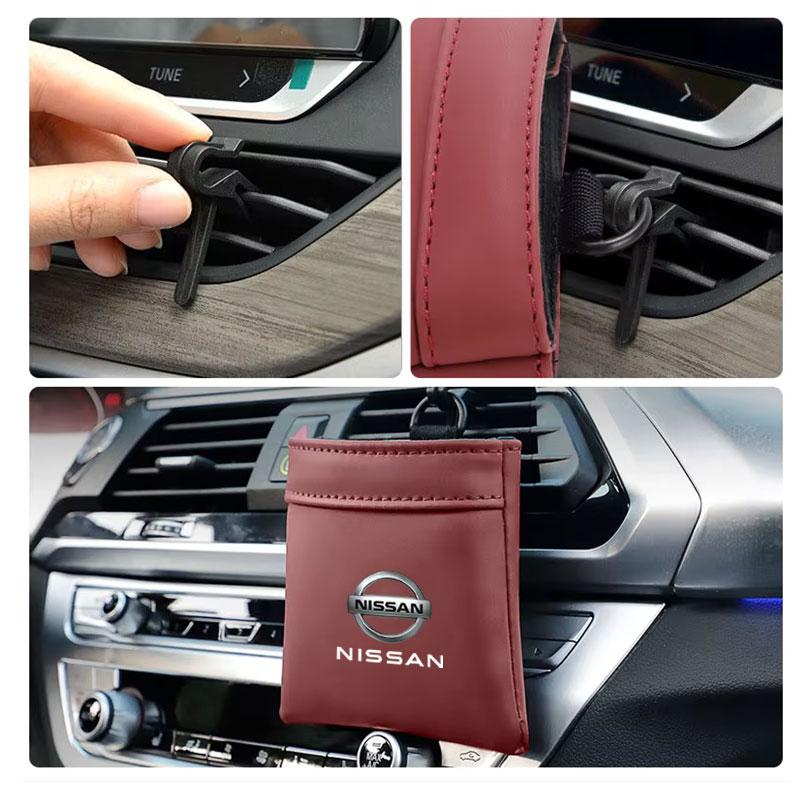 Car Debris Bag Sunglass Holder Phone Key Pocket Vent Storage Bag For Nissan Rogue WPathfinder X-Trail GTR Note Qashqai Juke
