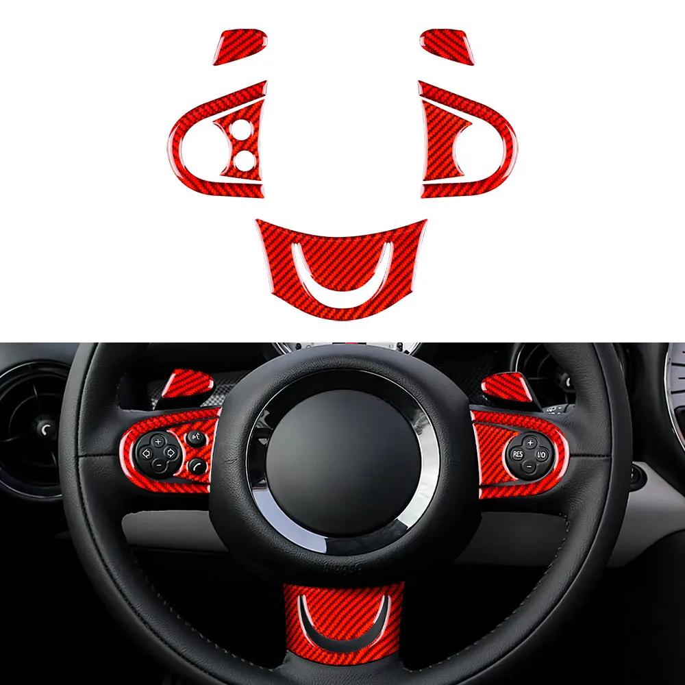 Real Soft Carbon Fibre For Mini Cooper Hardtop R56 Clubman R55 R57 2008 2009 2010 Accessories Steering Wheel Decorative Sticker