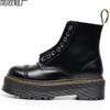 Martin boots beautiful two piercing thick bottom hole locomotive boots front zipper, British women's short boots loose