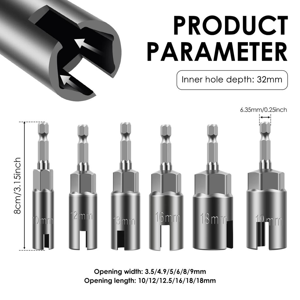 Hex Shank Nut Driver Safe High Efficient Wing Nut Driver Sockets Time Saving Slot Wing Nuts Drills Bits Sockets for Panel Nuts