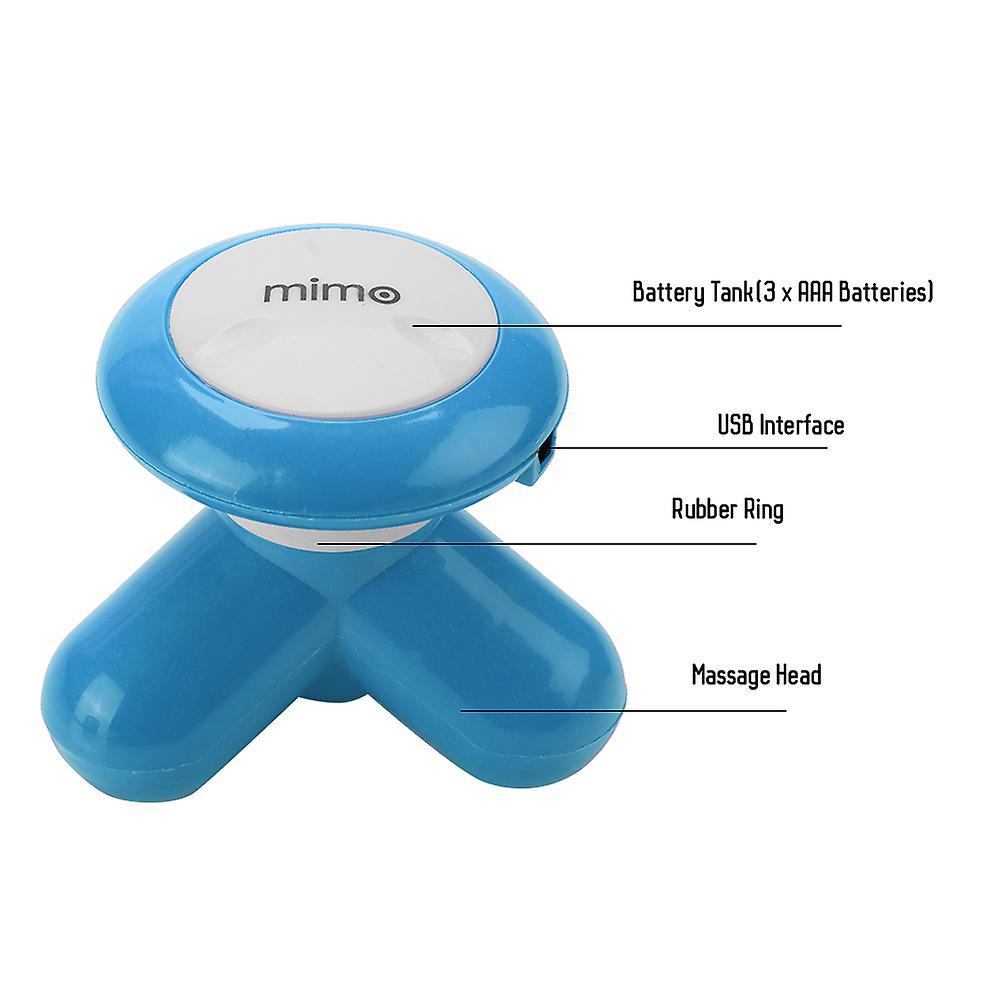 USB Mini Electric Handled Wave Vibrating Massager Neck Full Body Massage (Blue)