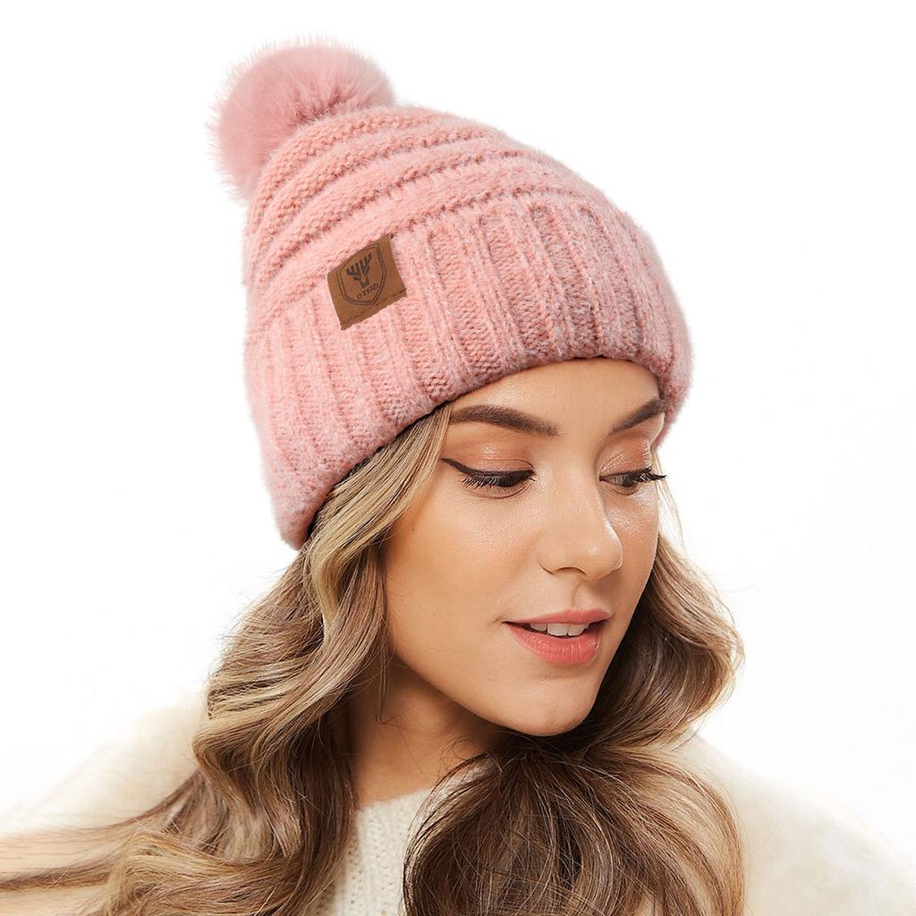 Autumn and Winter Hats for Women Cute Wool Ball Warm Solid Color Wool Hat Korean Version Women's Jacquard Fashion Knitted Hat Versatile