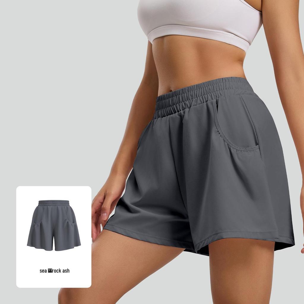 Women's High-Waist Breathable Yoga Shorts with Pockets – Loose Fit for Running & Fitness