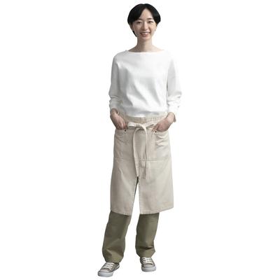 COCOWALK Slit Garcon Length For Men and Large Tie Tie Beige Apron, 65cm, Unisex, Women, Outdoor, DIY, Work, Cafe, Gardening, Pockets, Front, Back,