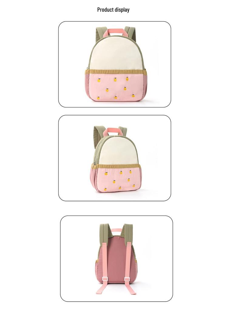 Colorful Cute Apple Embroidery Kid's Backpack: Mini Travel Kindergarten Bag
