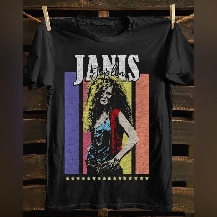 Black Janis Joplin Graphic T-Shirt Gift Fan S-5XL BL180 Unisex T-Shirt XL