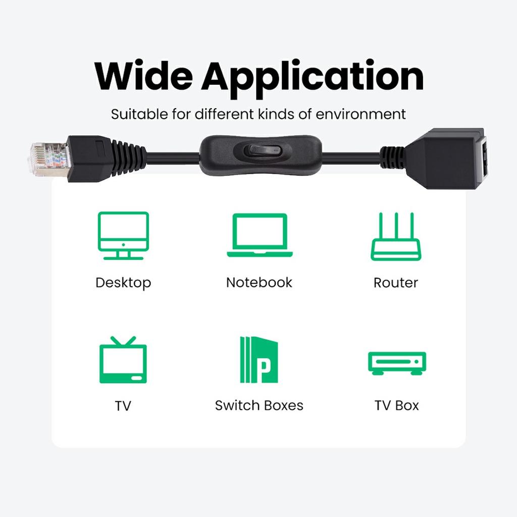 UT-025-0.6M RJ45 CAT6 8P8C STP UTP Male To Female Extension Cable with 304 Singal Switch Ethernet Network Patch Cord