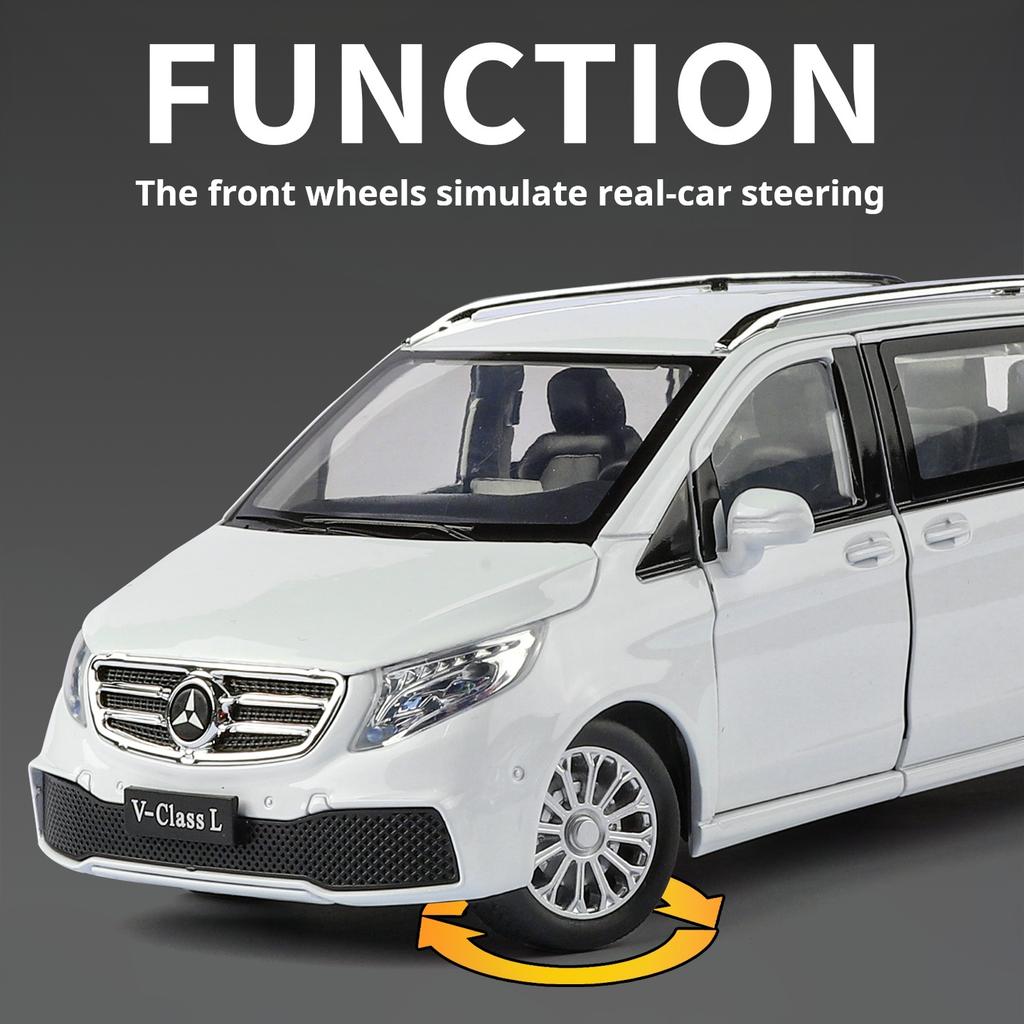 2026 1:24 Velký model V260L MPV Business Vehicle Simulace Slitina Model Vynikající Světlo & Zvuk Hračka Dětský Dárek Sběratelská Dekorace
