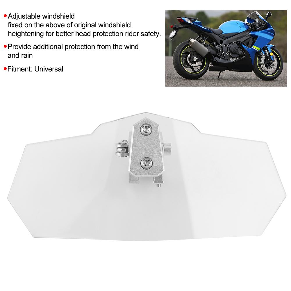 Windshield Extension Kit Universal Heighten Adjustable Clip On Spoiler Motorcycle Wind Deflector