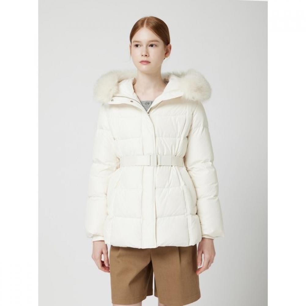 

Fox Fur Belted Half Down Cr C254psg186 Cream (CR)/66